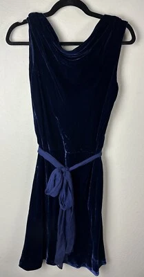 Vestido de festa novo com etiquetas BCBG MAXAZRIA azul veludo drapeado capuz costas mini $348 - Imagem 1 de 4