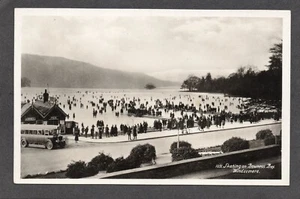 Postcard Windermere Cumbria ice skating on Bowness Bay bus pier RP - Picture 1 of 2