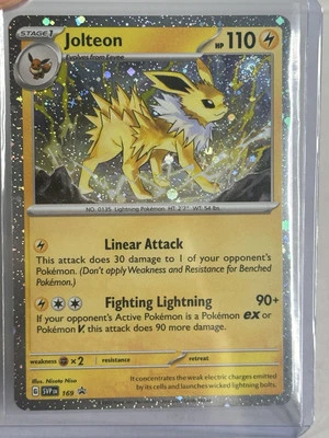 Pokémon TCG Prismatic Evolutions Jolteon 高级副总裁 169 COSMOS HOLO 促销近乎完好 — 第 1/2 张图片