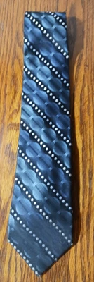 Gravata masculina Claiborne Crazy Horse 100% seda, feita à mão azul, preta, prata geométrica - Imagem 1 de 4