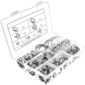 JacobsParts 60pcs Adjustable Hose Clamps Worm Gear Stainless Steel Clamp Asso... - Picture 1 of 7