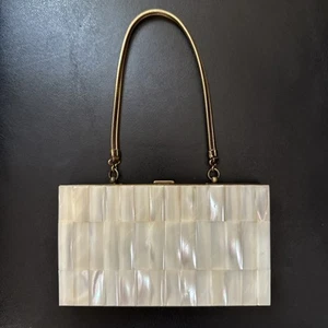 Vintage KayCraft 1940/50s Mother of Pearl Minaudiere Carryall Purse/ Compact - Picture 1 of 12