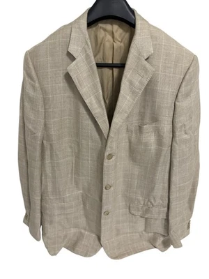 Mens Corneliani Flax Check Virgin Wool Button Jacket Italy Sport Coat Blazer 48R - Image 1 of 4