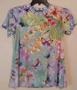 Camiseta Johnny Was Cozumel Favorite Manga Corta Cuello Redondo T11823-2 Talla Pequeña Nueva con Etiquetas - Imagen 1 de 12