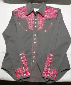 Scully Damen besticktes Blumen Langarm Western Shirt Gr. Medium M schwarz/rot - Bild 1 von 12