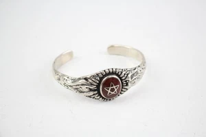 Sterling Silver Chunky Pentagram Bangle Statement Textured (71g) - Picture 1 of 6