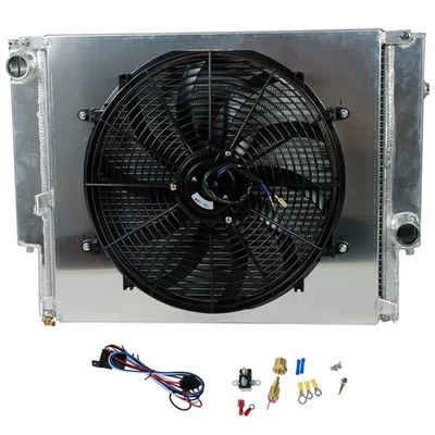 2 Row Aluminum Radiator + Fan Shroud Kit For 1992-1999 BMW E36 323i 325i 328i MT - Image 1 of 4