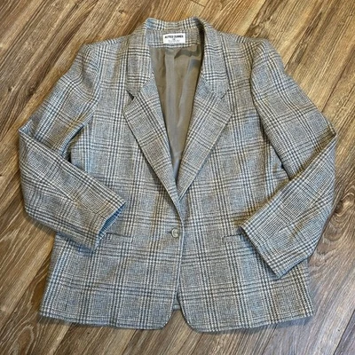 Blazer ALFRED DUNNER Vintage 100% Lana Cuadros Talla 14 Hecho en EE. UU. Foto 1 de 4