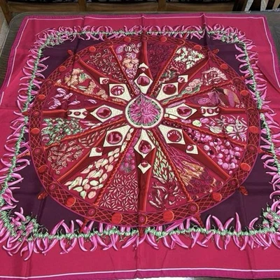 Hermes Scarf Spices from Land of Spices Soft Fabric Used Excellent Color - Photo 1/4