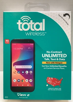 Total Wireless Blu View 2 4G LTE Prepaid Smartphone Black 32GB, Network Locked - Image 1 of 4