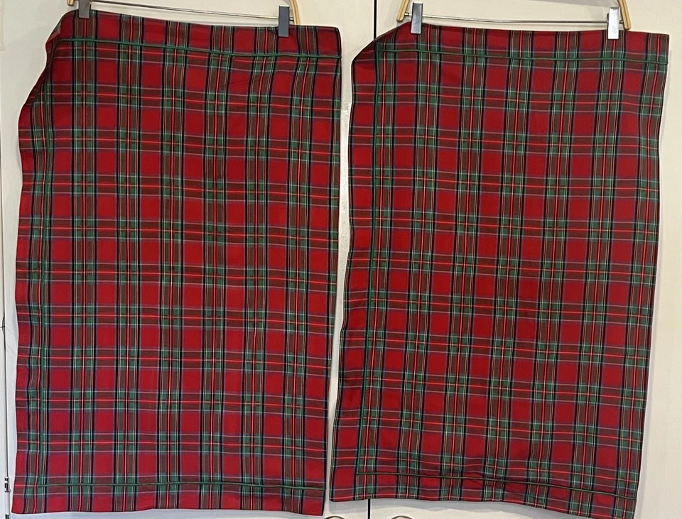 Ikea Tartan Plaid Red Green Pillow Shams Cotton Portugal 28x18" Christmas - Image 1 of 4