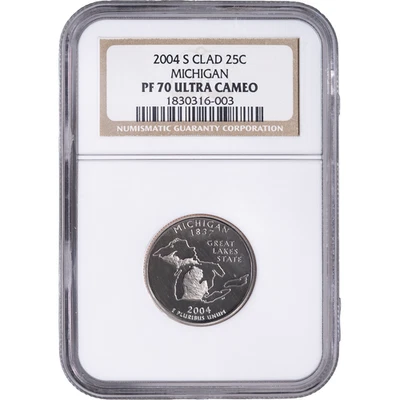 2004-S Clad Michigan State Quarter ~ NGC PF70 ULTRA CAMEO - Image 1 of 2