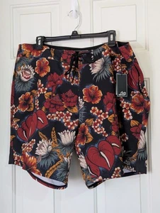 Costume da bagno uomo 38 hawaiano foglia floreale pantaloncino tavola Lost Enterprises nuovo con etichette spiaggia - Foto 1 di 9