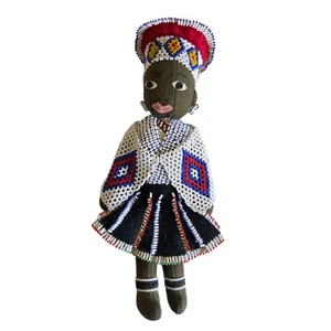Vintage südafrikanische Perlen Zulu Kostüm Puppe handgefertigt - atemberaubendes Stück 11 Zoll - Bild 1 von 4