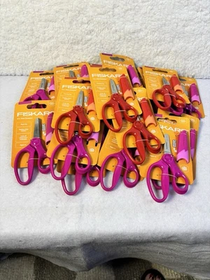 25 Pair Fiskars Kids Scissors 5” Pointed School Supplies For Kids 4 + Red &Pink - Image 1 of 3
