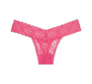 MIP Victoria's Secret The Lacie Mad Love Pink Daisy Lace Thong Panty - Picture 1 of 2