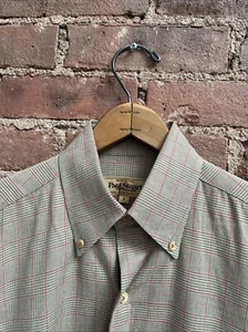 Paul Stuart Men’s Shirt, Sz Small, Olive/Red Glen Plaid 100% Cotton, Italy - Picture 1 of 6