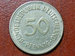 1950-D Germany "Federal Republic" Fifty (50) Pfennig Coin - Picture 1 of 6