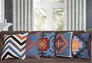 5 Set di Cuscino Kilim, Copricuscino Kilim, Cuscini Designer, 18x18 Copricuscino - Foto 1 di 8