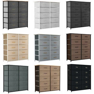 TAUS Storage Dresser 10 Bins Tower Shelf Organizer Fabric Drawers Nightstand - Picture 1 of 34
