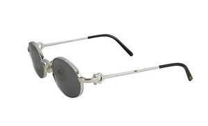 NEW CARTIER OVAL SUNGLASSES T8200314 PLATINUM FRAME GREY LENS FRANCE AUTHENTIC - Picture 1 of 6