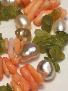 Traumhaftes echtes Citrin-Korallen-Naturperlen-Collier !! - Bild 1 von 13