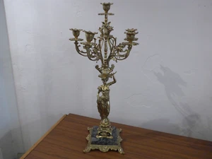 Candelabro Art Nouveau 6/brazos latón figura de mujer con base de mármol - Imagen 1 de 13