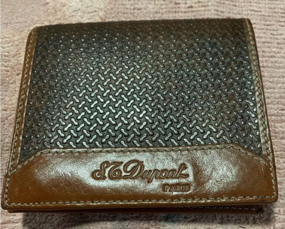 S.T. Carteira dupla de couro genuíno marrom designer DUPONT Paris sem caixa - Imagem 1 de 1