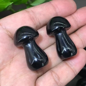 Calavera de seta de obsidiana natural 2 piezas cuarzo cristal calavera gema curación 1,4" - Imagen 1 de 8