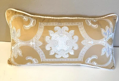 Madison Park Signature Carmichael embroidered Golden Jacquard Charmeuse Pillow - Image 1 of 4