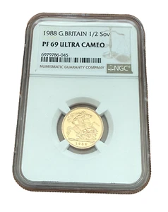 Great Britain 1988 Gold 1/2 Sovereign NGC PF69UC - Picture 1 of 2