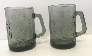 Vintage MacDonalds Hamburglar Hockey Glass Mug EUC Smokey Glass Retro Hamburger - Picture 1 of 7
