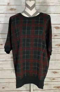 LuLaRoe XS Jane Short Sleeved Sweatshirt Holiday Christmas Plaid Size 0-4 NEW co - Picture 1 of 3