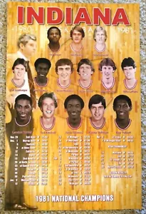 INDIANA UNIVERSITY HOOSIERS MEN'S BASKETBALL POSTER 1980-81 NCAA CHAMPS - MINT! - Picture 1 of 3