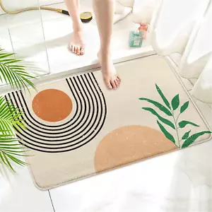 Mid-Century Abstract Boho Bathroom Mat Rug - Rubber Non-Slip Absorbent Soft Bath - Picture 1 of 7