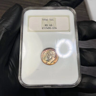 MS66 1956 10C Roosevelt Silver Dime, NGC- Old Fatty Holder, Mint Set Toned - Image 1 of 4
