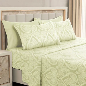 Luxury Deep Pocket 6 Piece Bed Sheet Set 1800 Series Hotel Comfort Paisley Sheet - Picture 1 of 90