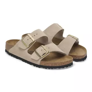 NIB Birkenstock Arizona Suede Sandal in Sandcastle Narrow Width 1029260 - Picture 1 of 4