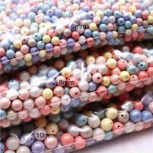 Round ABS Hole Beads -6-10MM Imitation Pearl Plastic Beads DIY Garment Accessory - Picture 1 of 21