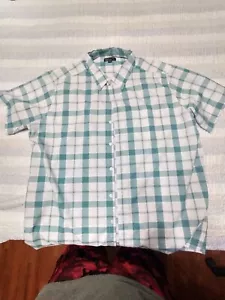Marc Edwards Shirt Mens 2XL blue-White Button Up Short Sleeve Shirt Casual - Picture 1 of 4