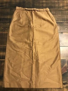1970s ? Brown Pencil skirt/vintage clothing Retro Mod Pleated With Belt - Picture 1 of 9