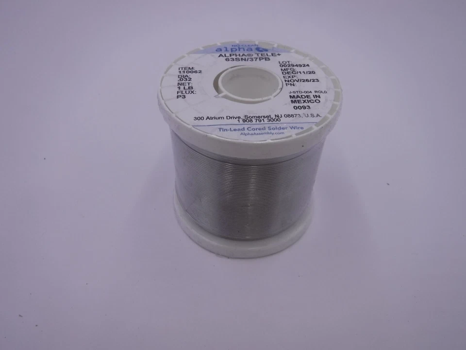 No-Clean Solder Wire Alpha Telecore Plus 63SN/37PB, 110062, .032", 1lb Spool, P3