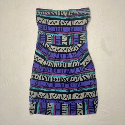 Mini Vestido Billabong Talla Pequeña Abstracto Hawaiano Retro Coqueto Playa Algodón Foto 1 de 4