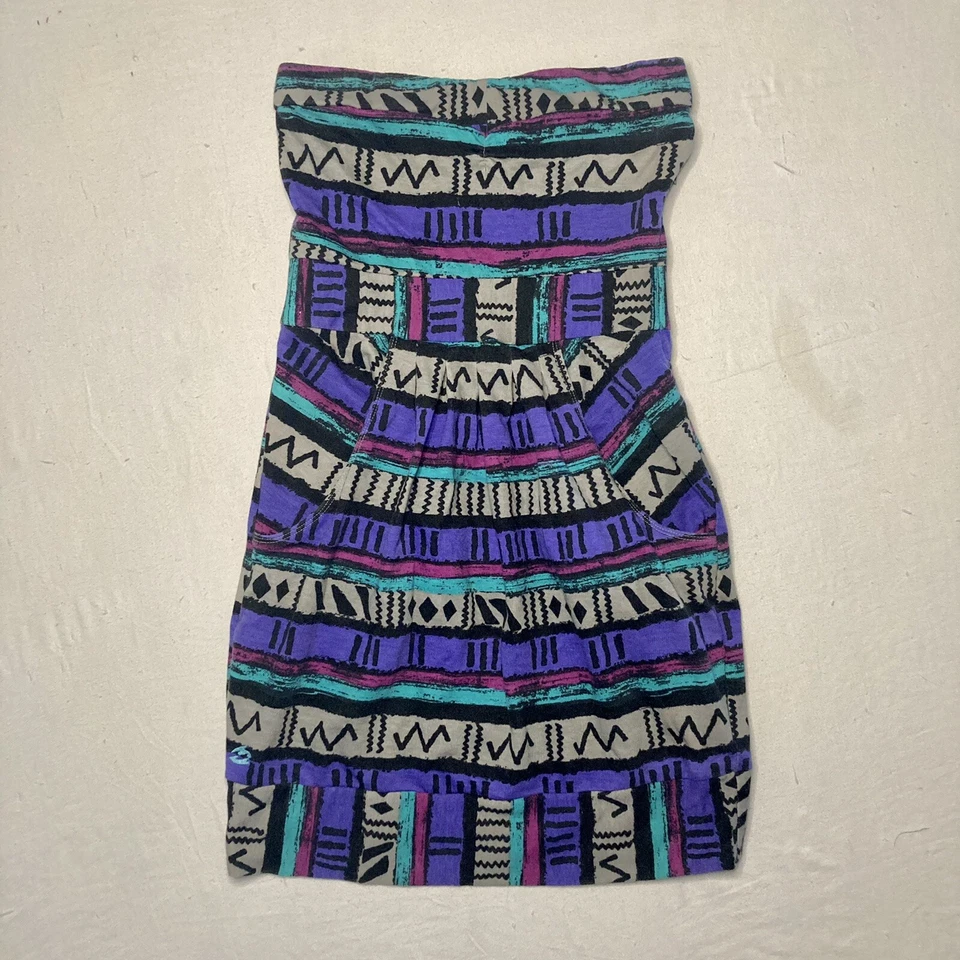 Billabong Mini Dress Size Small Abstract Hawaiian Retro Flirty Beach Cotton - Image 1 of 4