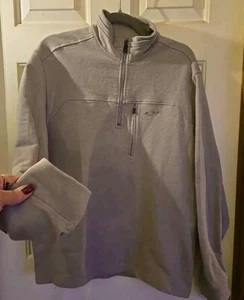 Greg Norman Tasso Elba Sweater Mens L 1/4 Zip Pullover Gray Mock Neck Mint Cond - Picture 1 of 6