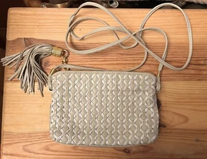 Fortnum & Mason Leather Weave Shoulder Handbag Made In Italy L19xH13cm - Picture 1 of 6