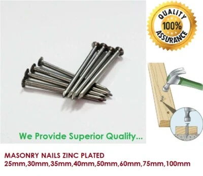 SISI UK MASONRY NAILS ZINC PLATED 25mm, 30mm, 35mm, 40mm, 50mm, 60mm, 75mm, 100mm !!!