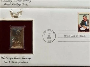 22K Gold 1981 Whitney Young Civil Rights Leader Stamp Replica 1st Day Cov NoAddr - Picture 1 of 1