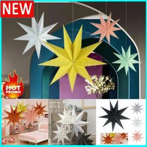 2x 3D Large Paper Star Wedding Party Hanging Bedroom Home Decoration Xmas Craft - Picture 1 of 16