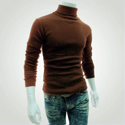 Para Hombres Nuevo Otoño Algodón Cuello Alto Camisas Pullover Jersey Suéter Prendas para el torso Cuello Alto Foto 1 de 4